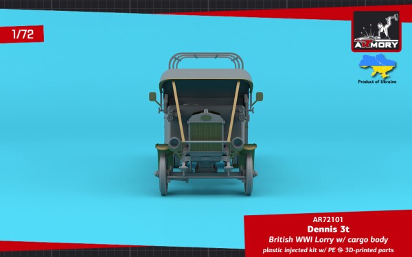 Сборная модель 1/72 Британский грузовик Dennis 3t времён Первой мировой войны с бортовым кузовом детальное изображение Автомобили 1/72 Автомобили