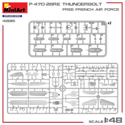 Збірна модель 1/48 Літак P-47D-28RE Thunderbolt Free French Air Force MiniArt 48015 детальное изображение Самолеты 1/48 Самолеты