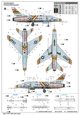 Сборная модель 1/32 Истребитель F-100C Super Sabre Трумпетер 03221 детальное изображение Самолеты 1/32 Самолеты