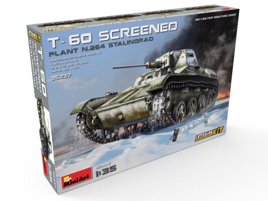Збірна модель 1/35 Радянський легкий танк Т-60 екранований (завод 264 Сталінград) з інтер'єром MiniArt 35237 детальное изображение Бронетехника 1/35 Бронетехника