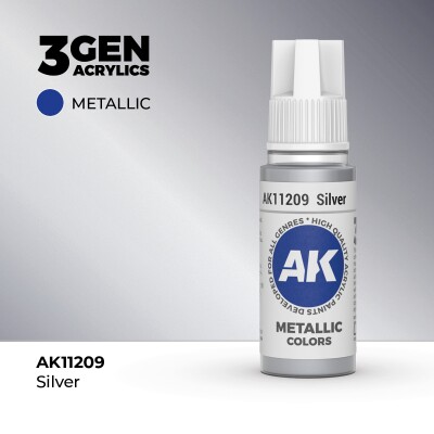 Акриловая краска SILVER METALLIC - СЕРЕБРЯНЫЙ МЕТАЛЛИК / INK АК-интерактив AK11209 детальное изображение Металлики и металлайзеры Модельная химия