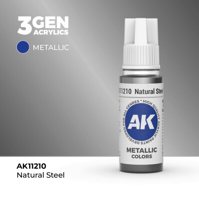 Акриловая краска NATURAL STEEL METALLIC - НАТУРАЛЬНАЯ СТАЛЬ МЕТАЛЛИК / INK АК-интерактив AK11210 детальное изображение Металлики и металлайзеры Модельная химия