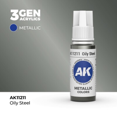 Акриловая краска OILY STEEL METALLIC - МАСЛЯНИСТАЯ СТАЛЬ МЕТАЛЛИК / INK АК-интерактив AK11211 детальное изображение Металлики и металлайзеры Модельная химия