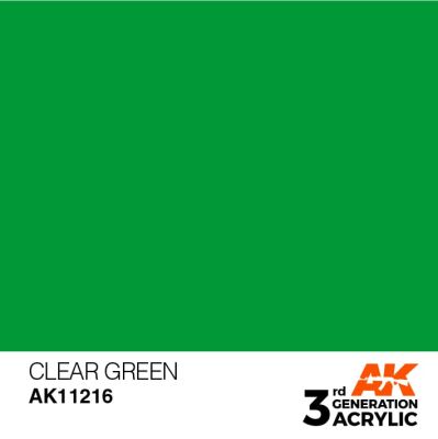 Акрилова фарба CLEAR GREEN STANDARD - ПРОЗОРИЙ ЗЕЛЕНИЙ / INK АК-Interactive AK11216 детальное изображение General Color AK 3rd Generation