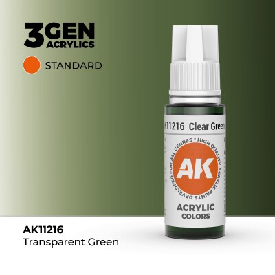 Акриловая краска CLEAR GREEN STANDARD - ПРОЗРАЧНЫЙ ЗЕЛЕНЫЙ / INK АК-интерактив AK11216 детальное изображение General Color AK 3rd Generation