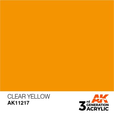 Акриловая краска CLEAR YELLOW STANDARD - ПРОЗРАЧНЫЙ ЖЕЛТЫЙ / INK АК-интерактив AK11217 детальное изображение General Color AK 3rd Generation