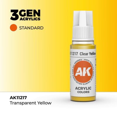Акрилова фарба CLEAR YELLOW STANDARD - ПРОЗОРИЙ ЖОВТИЙ / INK АК-Interactive AK11217 детальное изображение General Color AK 3rd Generation