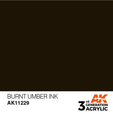 Акрилова фарба BURNT UMBER – ОБСМАЖЕНА УМБРА / INK AK-interactive AK11229 детальное изображение General Color AK 3rd Generation