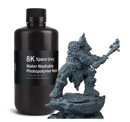 Фотополімерна смола ELEGOO Water Washable Resin 8k &quot;Space Grey&quot; (сіра) 1кг детальное изображение Смола для 3D принтеров 3D печать