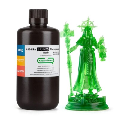 Фотополімерна смола ELEGOO ABS-Like 3.0 pro resin &quot;Clear Green&quot; (прозоро-зелена) 1кг детальное изображение Смола для 3D принтеров 3D печать
