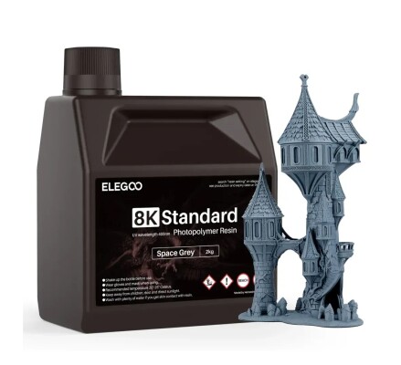 Фотополімерна смола ELEGOO Standard Resin 8k &quot;Space Grey&quot; (сіра) 2кг детальное изображение Смола для 3D принтеров 3D печать