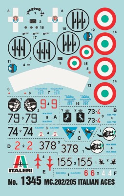 Збірна модель 1/72 Літаки MC.202 та MC.205 італійських асів (у наборі 2 моделі) Italeri 1345 детальное изображение Самолеты 1/72 Самолеты