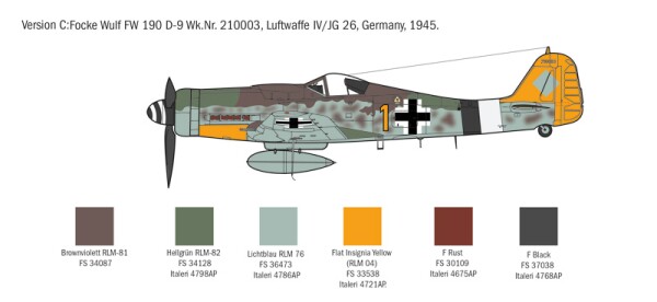 Збірна модель 1/72 Літак FW 190 D-9 Italeri 1312 детальное изображение Самолеты 1/72 Самолеты