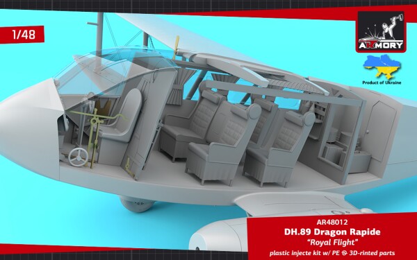 Сборная модель 1/48 Ближнемагистральный авиалайнер DH.89 Dragon Rapide «Королевский полет» Armory детальное изображение Самолеты 1/48 Самолеты