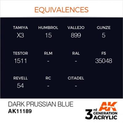 Акриловая краска DARK PRUSSIAN BLUE STANDARD - ПРУССКИЙ ТЕМНО-СИНИЙ / INK АК-интерактив AK11189 детальное изображение General Color AK 3rd Generation