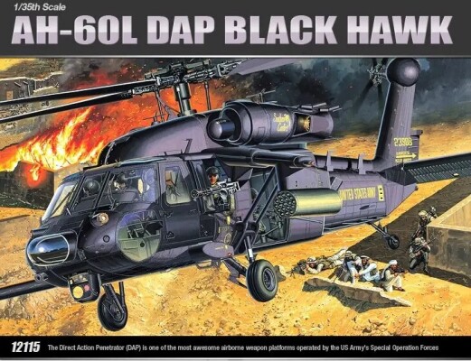 Збірна модель 1/35 вертоліт AH-60L DAP Чорний Яструб Academy 12115 детальное изображение Вертолеты 1/35 Вертолеты