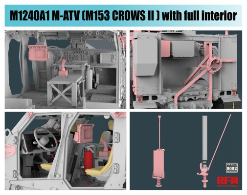 Сборная модель 1/35 Американский бронеавтомобиль M1240A1 M-ATV M153 CROWS II с полным интерьером РФМ детальное изображение Автомобили 1/35 Автомобили
