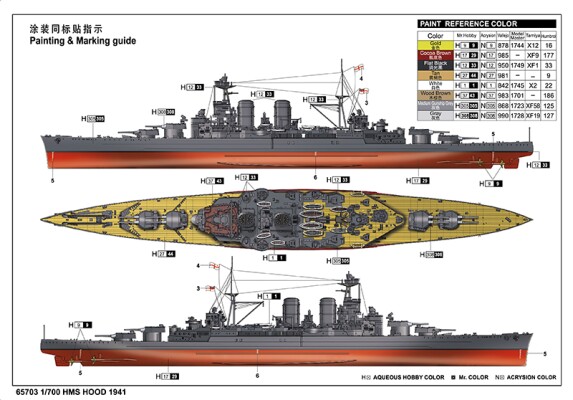 Scale model 1/700 Battlecruiser HMS Hood 1941 ILoveKit 65703 детальное изображение Флот 1/700 Флот