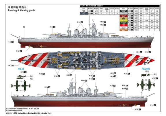 Scale model 1/350 Italian Navy Battleship RN Littorio 1941 Trumpeter 05319 детальное изображение Флот 1/350 Флот