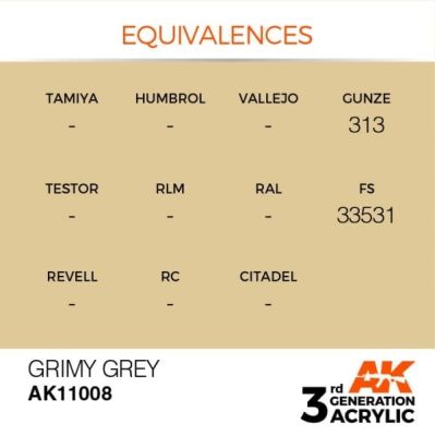 Акриловая краска GRIMY GREY – STANDARD / ГРЯЗНЫЙ СЕРЫЙ АК-интерактив AK11008 детальное изображение General Color AK 3rd Generation