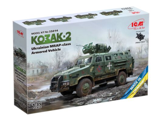 Збірна модель 1/35 «Козак-2» Український бронеавтомобіль класу MRAP ICM 35014 + Набір акрилових фарб для бойових машин ЗСУ детальное изображение Комплекты 