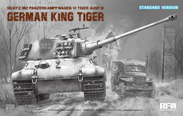Збірна модель 1/35 Німецький танк королівський тигр Sd.Kfz. 182 Pz.Kpfw.VI Ausf.B Арденни 1944 р. (стандартна версія) Rye Field Model RFM 5137 детальное изображение Бронетехника 1/35 Бронетехника