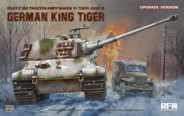 Збірна модель 1/35 Німецький танк королівський тигр Sd.Kfz. 182 Pz.Kpfw.VI Ausf.B Арденни 1944 р. (оновлена версія) Rye Field Model RFM 5138 детальное изображение Бронетехника 1/35 Бронетехника