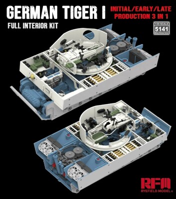 Збірна модель 1/35 Повний інтер'єр для танка Тигр I (середній/ранній/пізній, 3 в 1) Rye Field Model RFM 5141 детальное изображение Бронетехника 1/35 Бронетехника