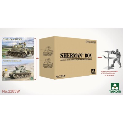 Sherman Box Set: M4A1 (76w) HVSS + M1 Super Sherman + US Army Tank Crewman Figure 1/16 Takom 2205W детальное изображение Бронетехника 1/35 Бронетехника