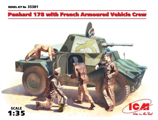 Французский командирский бронеавтомобиль Panhard 178 с экипажем детальное изображение Бронетехника 1/35 Бронетехника