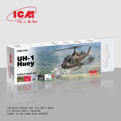 Набір акрилових фарб UH-1 Huey ICM 3104 детальное изображение Наборы красок Краски
