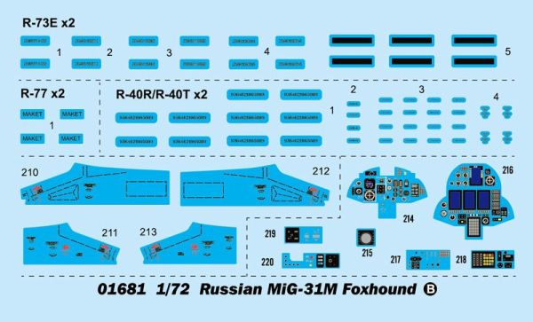 Scale model 1/72 MiG-31M Foxhound Trumpeter 01681 детальное изображение Самолеты 1/72 Самолеты