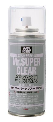 Mr. Super Clear Semi-Gloss Spray (170 ml) / Semi-gloss varnish in aerosol детальное изображение Лаки Модельная химия