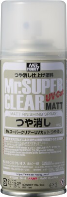 Mr. Super Clear UV Cut Matt Spray (170 ml) / Лак матовый с УФ фильтром в аэрозоле  детальное изображение Лаки Модельная химия