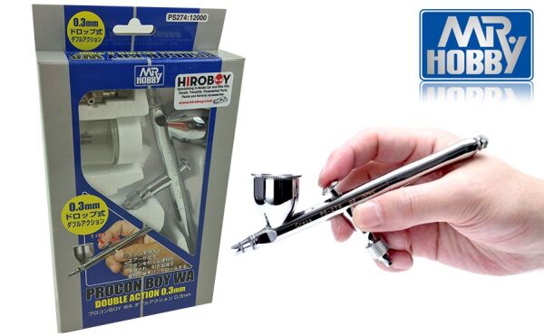 Аэрограф Mr. Procon Boy Double Action (0.3mm)  двойного действия Mr.Hobby PS-274 детальное изображение Аэрографы Аэрография