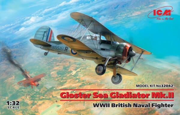 Збірна модель 1/32 Британський винищувач Gloster Sea Gladiator Mk.II ICM 32042 детальное изображение Самолеты 1/32 Самолеты