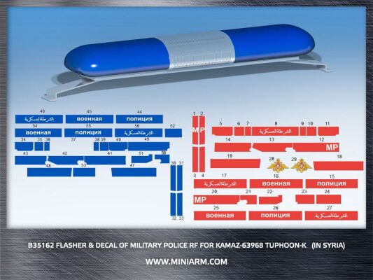 Декаль + СГУ военной полиции РФ, для КамАЗ-63968 Тайфун-К  (Сирия) детальное изображение Наборы деталировки Афтермаркет