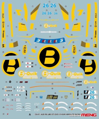 Scale model 1/24 Car Audi R8 LMS GT3 EVO II B-Quik Absolute Racing Meng CS-011 детальное изображение Автомобили 1/24 Автомобили