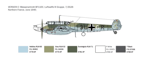 Збірна модель 1/72 Літак BF-110 C ZERSTORER Italeri 0049 детальное изображение Самолеты 1/72 Самолеты