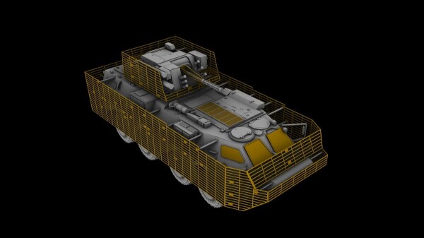 Сборная модель 1/72 Украинский бронетранспортёр БТР-4Е (Модифицированный корпус) с решетчатой броней детальное изображение Бронетехника 1/72 Бронетехника