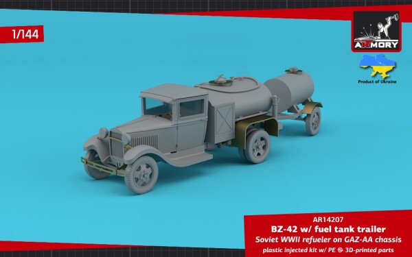 Збірна модель 1/144 Радянський паливозаправник БЗ-42 на шасі ГАЗ-АА з одноосьовим причепом-цистерною Armory Models Group 14207 детальное изображение Автомобили 1/144 Автомобили