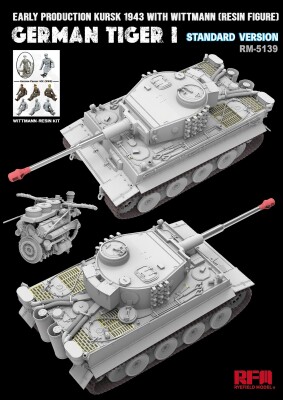 Збірна модель 1/35 Танк Тигр I Sd.Kfz.181 раннього випуску Курск 1943 з Віттманом (фігурка зі смоли) Rye Field Model RFM 5139 детальное изображение Бронетехника 1/35 Бронетехника