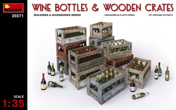 Винные бутылки и деревянные ящики детальное изображение Аксессуары 1/35 Диорамы
