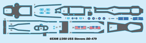 Збірна модель 1/350 USS Stevens (DD-479) - есмінець класу &quot;Флетчер&quot; IloveKit 65308 детальное изображение Флот 1/350 Флот