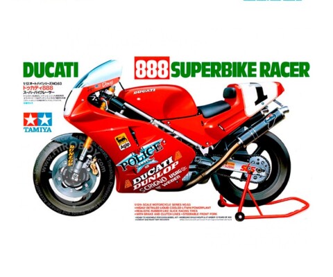 Збірна модель 1/12 Мотоцикл Дукаті 888 SUPERBIKE Tamiya 14063 детальное изображение Мотоциклы Гражданская техника