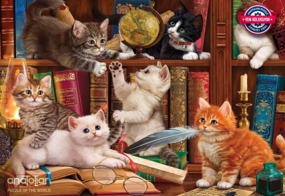 Пазл Kittens in the Library - Кошенята у бібліотеці 500шт детальное изображение 500 элементов Пазлы