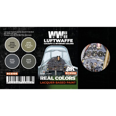 Set of alcohol acrylic paints Colors of the cabin and interior of the Luftwaffe during WWII AK-interactive RCS106 детальное изображение Наборы красок Краски