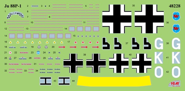 Сборная модель 1/48 Истребитель Ju 88P-1 ICM 48228 детальное изображение Самолеты 1/48 Самолеты