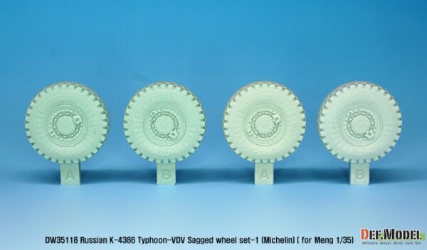 K-4386 Typhoon-VDV Sagged wheel set 1- Michelin ( for meng 1/35) детальное изображение Смоляные колёса Афтермаркет