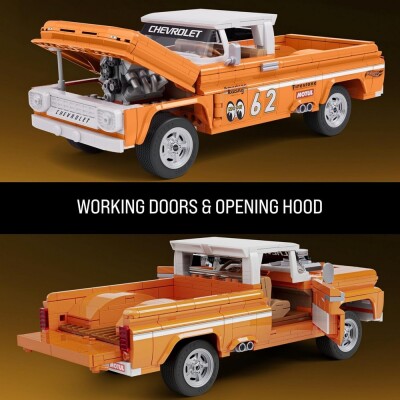 Коллекционная машинка-конструктор Hot Wheels Brick Shop Elite Custom '62 Chevy Pickup (JFT20) детальное изображение Hot Wheels 